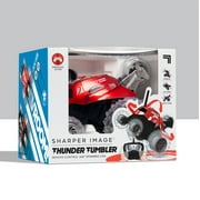 SHARPER IMAGE Thunder Tumbler Toy RC Car for Kids, Remote Control Monster Spinning Stunt Mini Truck for Girls and Boys, Racing Flips and Tricks with 5th Wheel, 27 MHz RED