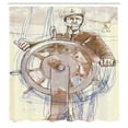 thumbnail image 3 of Ambesonne Sketchy Shower Curtain, Captain Leader Seaman, 69"Wx75"L, Brown Cream, 3 of 5