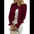 thumbnail image 1 of Suéteres Tipo Cárdigan con Botones para Mujer, Ligeros, de Larga, Cuello Redondo, de Punto, de Verano, con Abertura Frontal Vino Tinto XL, 1 of 7