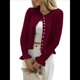 thumbnail image 1 of Suéteres Tipo Cárdigan con Botones para Mujer, Ligeros, de Larga, Cuello Redondo, de Punto, de Verano, con Abertura Frontal Vino Tinto XL, 1 of 7