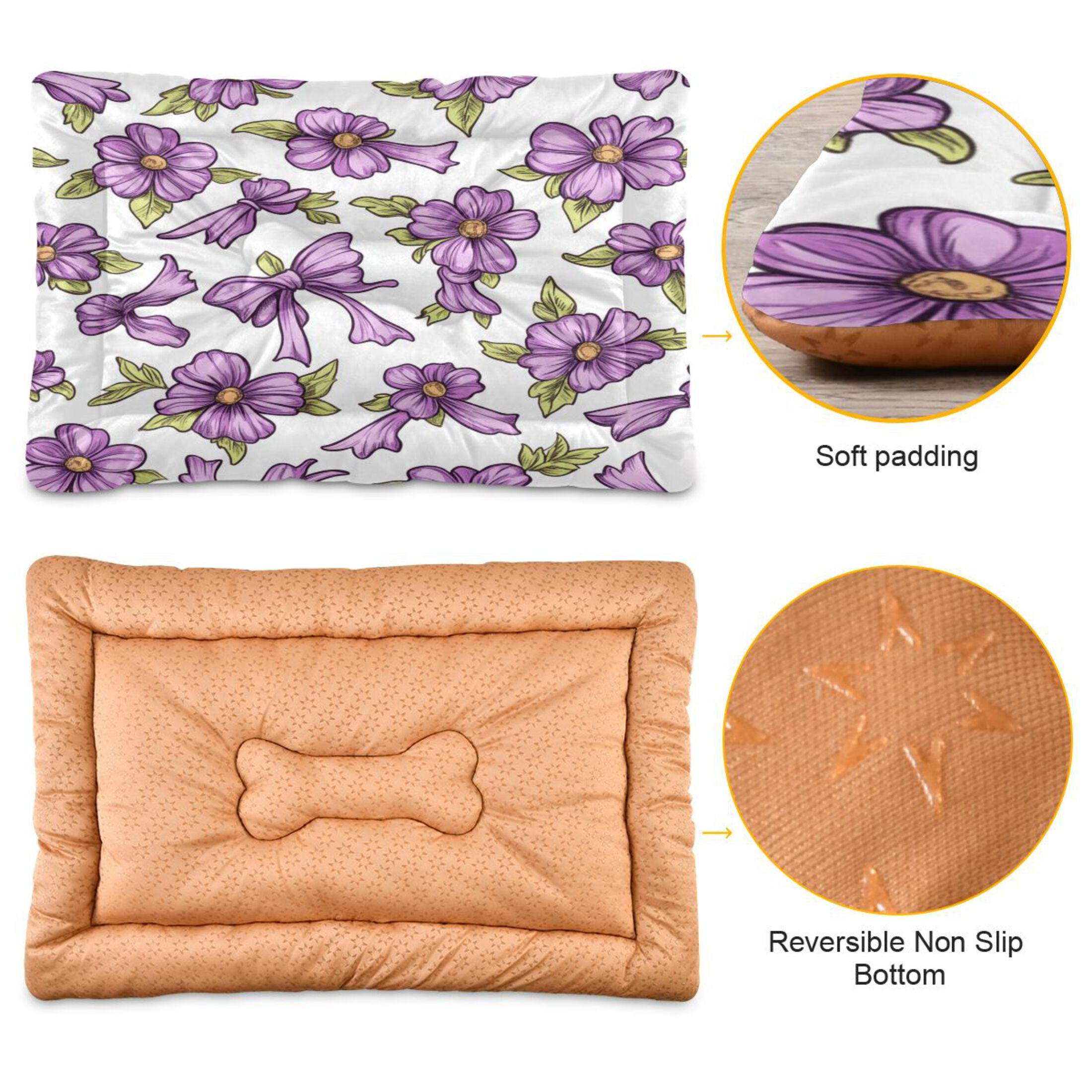 Qxltty Lavender Flowers Pattern Ped Pad Wear-resistant and Hard to Bite Through Sleeping Pad for Small Medium Large Dogs Winter Pet Bed 36×24in