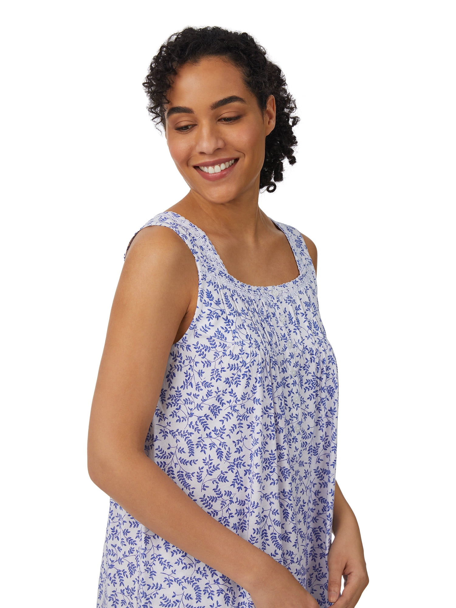Aria Women's 100% Cotton Sleeveless 40" Nightgown, Sizes XS-5X