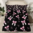 thumbnail image 2 of Homewish Pink Bowknot Bowtie Twin Sheet Sets 3pcs for Girls, Princess Bow Knot Twin Fitted Sheet, Black Pink Flat Sheet, Lightweight Room Decor, 2 of 7