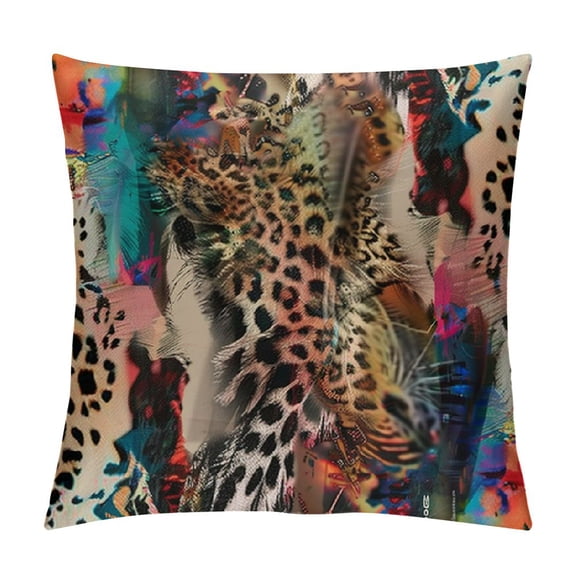 Shiartex Leopard Print Throw Pillow Covers ,African Animal Pillow Cases Decorative Square Pillowcases for Home Bed Sofa Living Room Farmhouse Outdoor White