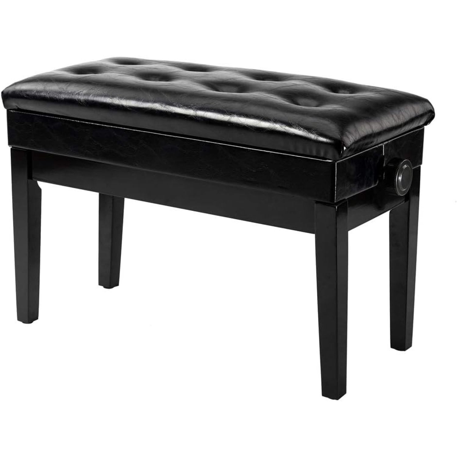 UlaREYoy Adjustable Duet Piano Bench with Storage Black Faux Leather