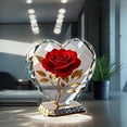 thumbnail image 6 of Acrylic Rose Heart Statue, Oimcto Desk Decorative Figurine, Heart Sculpture for Home Table, Shelf or Bookcase, Shiny Reflective Finish, Carefully Crafted, Great Gift for Friend or Family, Red, 6 of 9