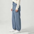 thumbnail image 6 of Miqool Cargo Jean Joggers for Women High Waisted Drawstring Elastic Waist Stretch Denim Pants with Pockets, 6 of 6