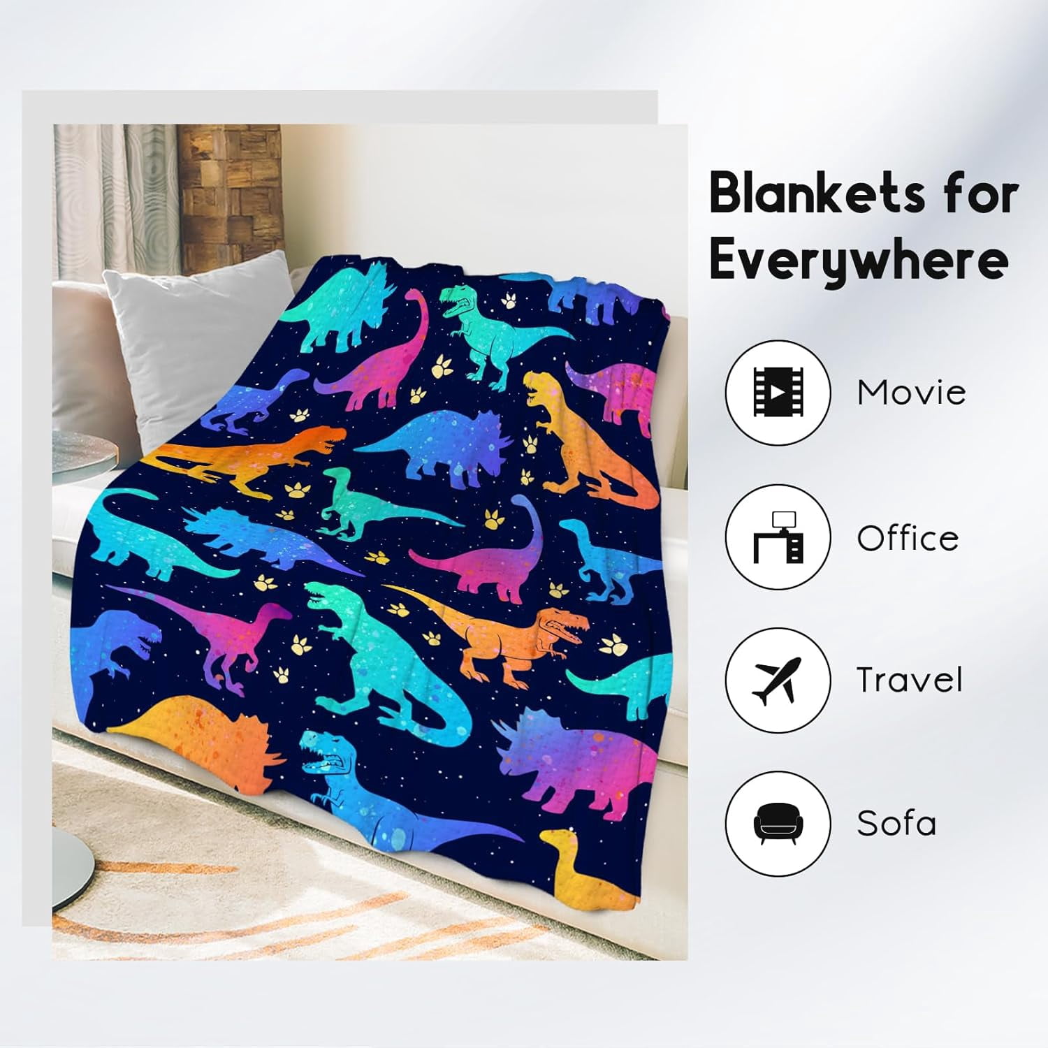 Dinosaur Blanket for Boys Girls, Dinosaur Gifts for Boys, 60"x80" Toddler Blankets for Boys, Kids Throw Blanket for Bed Living Room, Soft Fuzzy Cozy Throw Blanket Dinosaur Room Decor