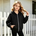 thumbnail image 2 of Vividxx Hoodies For Girls Solid Color Zip Up Hoodie With Front Pocket For Kids Cozy Casual Hooded Sweatshirt Everyday Wear Lightweight Streetwear 14-15 Years, 2 of 4