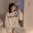 thumbnail image 2 of Conjunto de pijama cálido de Invierno para mujer, ropa de dormir de franela de manga larga con oso Panda de dibujos animados, pantalones de terciopelo, ropa de dormir para el hogar, 2 of 4