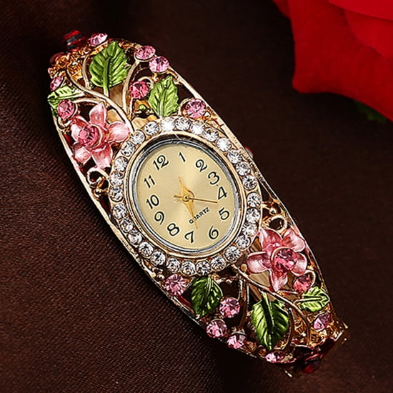 Aofa Women s Lady Beauty Crystal Colored Alloy Flower Bangle