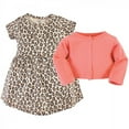 thumbnail image 2 of Touched by Nature Baby and Toddler Girl Organic Cotton Dress and Cardigan 2pc Set, Leopard, 5 Toddler, 2 of 4