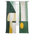 thumbnail image 2 of Abstract Vintage Art Sheer Curtains 84 Inches Long 2 Panels Watercolor Green Geometric Design Light Filtering Semi Sheer Window Curtains Drapes for Bedroom Living Room 52"x84", 2 of 7