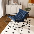 thumbnail image 2 of HUJHKIO Oversized Rocking Chair with Cushion, All-Weather Ergonomic Recliner for Patio, Lounge Chair for Indoor and Outdoor, Breathable Sling Mesh & Metal Frame, 300lbs Capacity, Blue, 2 of 9