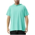 thumbnail image 6 of UVEASISHA Short Sleeve Hoodie for Men Mesh Hooded Tshirt Side Split Hoodies Cooling Summer Workout Athletic Sweatshirts Mint Green XL, 6 of 7