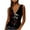 Black, variant on Ichuanyi Women's Ladies V Neck Zipper Tops Casual Printing T-Shirt Sleeveless Blouse Vest