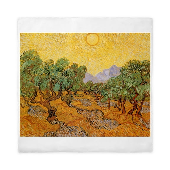 CafePress - Van Gogh Olive Trees Yellow Sky Sun Queen Duvet Cover - Queen Duvet