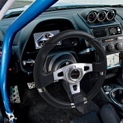 Spec-D Tuning JDM Black Leather 340mm Jet Style Racing Steering Wheel