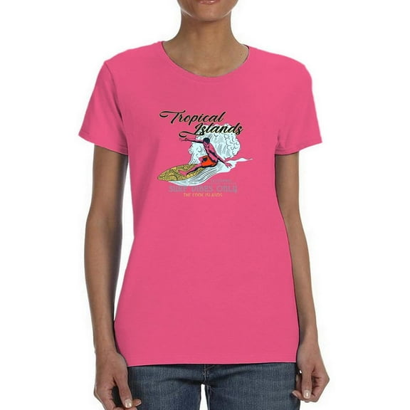 Tropical Island Surf Vibe Shaped T-Shirt Women -Image by Shutterstock, Female Large