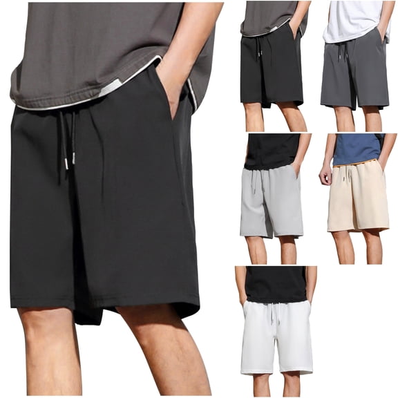 Men's 10" Inseam Athletic Shorts Breathable Quick Dry Short Pants for Hiking, Casual Knee Length Elastic Waist Drawstring Loose Fit Workout Sports Beach Travel