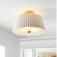 thumbnail image 2 of SAFAVIEH Larlon 16 in. Modern 3-Lt. Brass Gold Fabric Mount Light with White Cotton Shade, 2 of 6