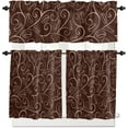 thumbnail image 4 of Coffee Kitchen Curtains, Themed and Valances Set Tier, Shop for Windows, Rod Pocket Short Bathroom Living Room, 3 Panel, Brown, 20001, 54''''x18'''' Valance+27.5''''x24''''x2 Tiers, 4 of 5