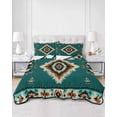 thumbnail image 3 of Green Southwestern King Size Down Alternative Comforter, Lightweight Comforter Quilt Bedding Set with Pillow Shams Boho Ethnic Geometric Retro All Seasons Bed Comforter Duvet Insert 96"x106", 3 of 7