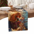 thumbnail image 3 of Christmas Table Runner Santa Claus Sleigh Reindeer Table Runners Winter Landscape at Night Cotton Linen Dresser Scarf Kitchen Dining Table Decor for Christmas Holiday Party Decor 13x90 Inch, 3 of 9