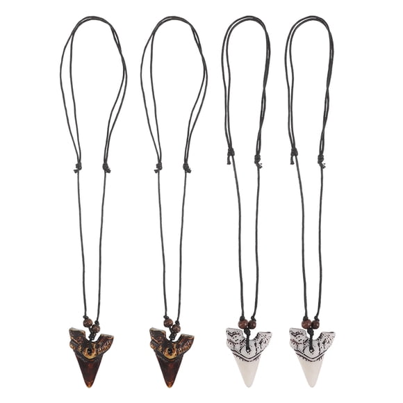 SHISUYAN 4pcs Fake Shark Tooth Necklace Unique Design Shark Tooth Jewelry For Men And Women Cool Necklace Trendy Necklace For Beach Surfer