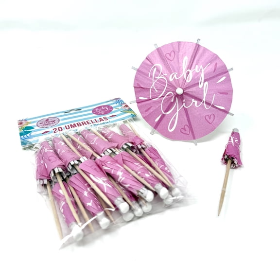 Decoration, Baby Girl Tiki Luau Party Paper Drink Umbrella, 20 Count