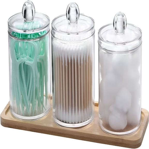 ACDANC 3-Piece Plastic Bathroom Apothecary Jars Set
