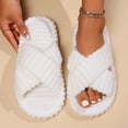thumbnail image 5 of YLYL House Slippers for Women Open Toe Cross Band Soft Plush Memory Foam Slip on Indoor Outdoor Shoes, 5 of 9
