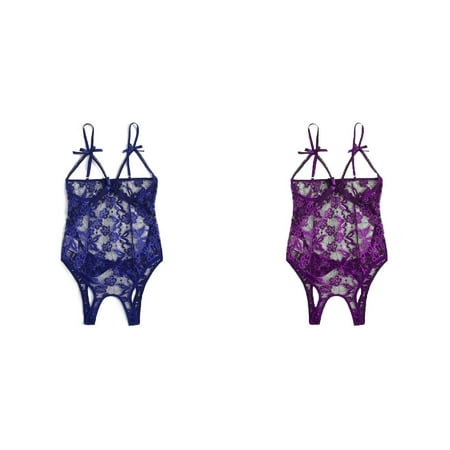 (2-Pack) 2025 New Women Bow Lace Hollow Push Up for Womeny Plus Size Teddy Bodysuit Sparkly for Women Backless Jumpsuit