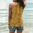 thumbnail image 4 of UPPADA Womens Halter Tank Tops Cute Eyelet Blosues Casual Summer Lace Tank Tops Solid Color Sleeveless Tunic Tops with Ruffle Hem Design Flowy Going Out Tops,M Yellow Tank Tops, 4 of 7