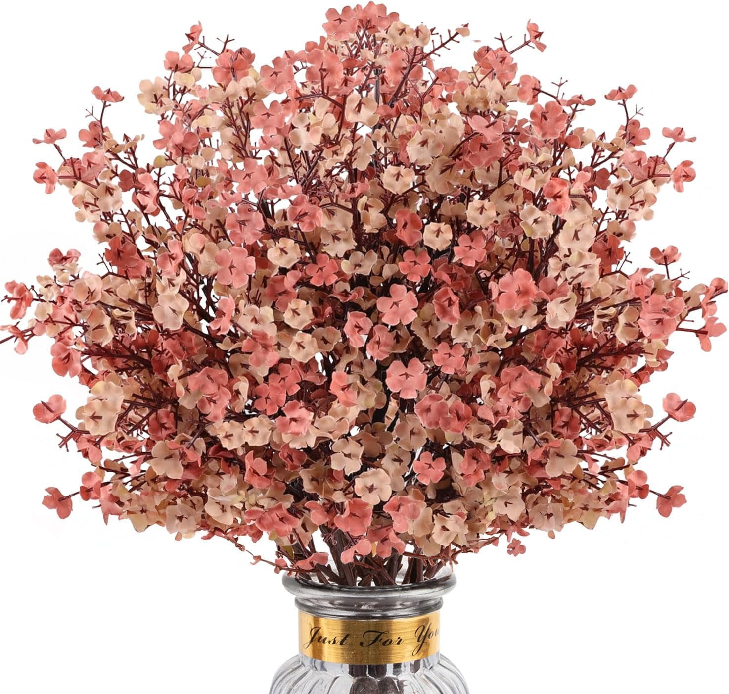 8Pcs Artificial Flowers Fake Babys Breath Bouquet,Blue Fake Flowers Plants Decor Silk Flower Bulk for Vase Spring Home Wedding Indoor Outdoor Table Party Decorations