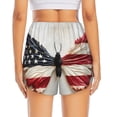 thumbnail image 4 of Uemuo American Flag Butterfly Wall Pattern Women's Athletic Shorts High Waisted Running Shorts with Liner Pockets Gym Elastic Workout Shorts-XX-Large, 4 of 9