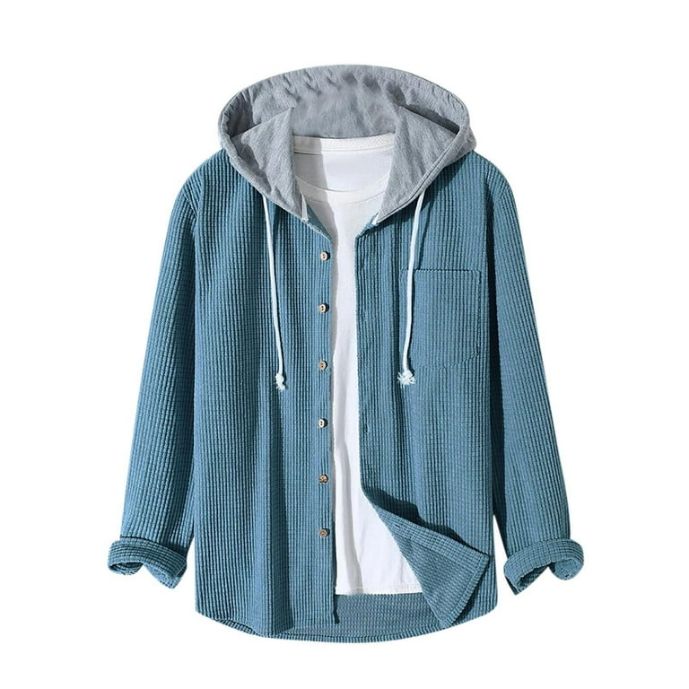Corduroy Colorblock Drawstring Hoodie Men's Color Block Corduroy