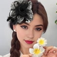thumbnail image 6 of TNOBHG Flower Feather Hair Accessory Women Hair Hoop Hairpin Flowers Feathers Retro Mesh Faux Pearl Headband Prom Headdress Clip Headgear Hair Hoop Hairpin, 6 of 8