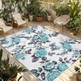 thumbnail image 2 of Outdoor Rug 3x5 ft Turquoise Rose Outdoor Large Area Rug Non Slip Rubber Leaf Floral Vintage Style Front Door Mat RV Rug Camping Carpet Patio Outdoor Rugs for Backyard Balcony Deck Porch Indoor, 2 of 9