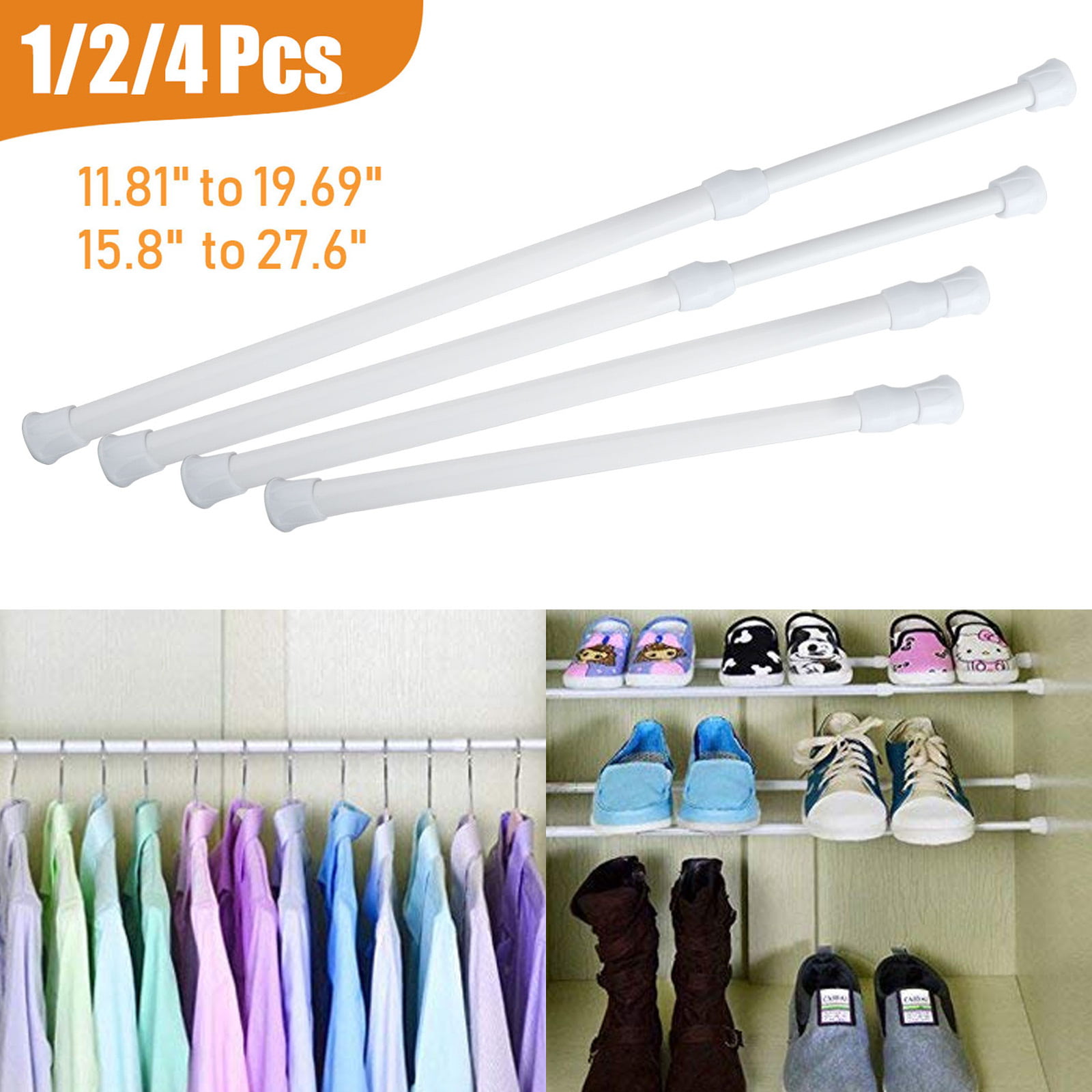 Wellgoods Combination Joinable Spring Curtain Tension Rods Adjustable Extension Rod for Cupboard Bathroom Window Closet 29.5-42 inches 1 Pack