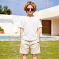 thumbnail image 2 of Boys Pants Lightweight Pocket Elastic Solid Print Shorts Breathable Everyday Wear 18-24 Months, 2 of 6