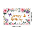 thumbnail image 3 of Floral Happy Birthday Banner Decorative Butterfly Garden for Birthday Party Celebration Photo Event, 3 of 8