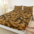 thumbnail image 3 of Feelyou Brown Square Abstract Bed Sheets, Pixel Grid Miners King Sheets, 4 Pieces, 3 of 7