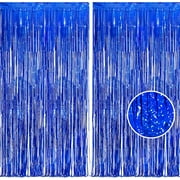 BRAVESHINE 2 Pack 3.2 ft x 8.2 ft Tinsel Foil Fringe Curtains Metallic Photo Booth Backdrops Party Supplies