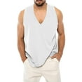 thumbnail image 2 of jsaierl Men's Casual Solid Tank Tops Summer V Neck Loose Sleeveless Shirts Big and Tall Muscle Fitness Sports Vest Blouse, 2 of 9