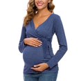 thumbnail image 2 of Glampunch Women'S Maternity Shirts Short & Long Sleeve Tie Front Wrap Maternity Tops, 2 of 4