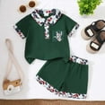 thumbnail image 2 of Jamsmile Toddler Boys Outfit Sets Summer Short Sleeve Cartoon Embroidery T Shirt Tops with Shorts Gentleman Style Outfits Childrens Suits, 2 of 6
