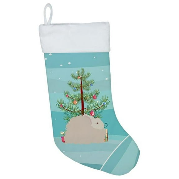 Caroline's Treasures Fluffy Angora Rabbit Multi-color Christmas Stocking, with Soft Suede Fabric 18"