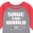 thumbnail image 3 of Instant Message - Gamer - Save The World - Toddler & Youth Raglan Graphic T-Shirt, 3 of 7
