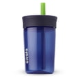 thumbnail image 1 of Vaso Owala Kids de plástico sin BPA, 450 ml, con pajita, azul marino y azul, 1 of 5